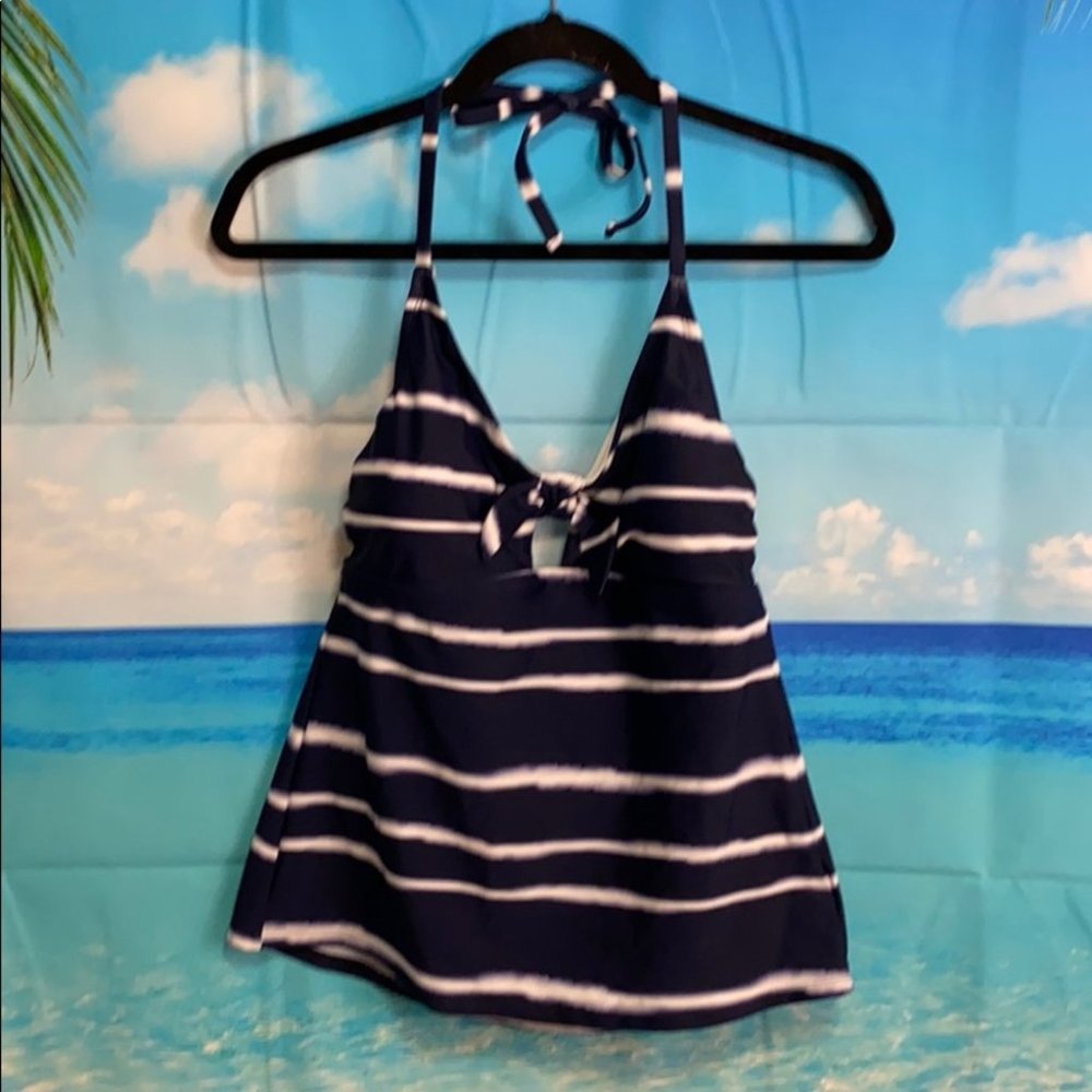 Kona Sol Navy Swim Top Medium #BB006